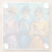 19e-eeuwse mensen gebruiken smartphones glazen onderzetter (Achterkant)