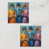 19e-eeuwse mensen gebruiken smartphones informatiekaartje (Voorkant / Achterkant)