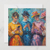 19e-eeuwse mensen gebruiken smartphones kaart (Achterkant)