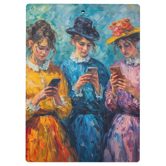 19e-eeuwse mensen gebruiken smartphones klembord (Achterkant)