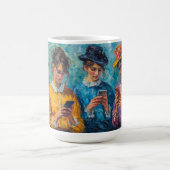 19e-eeuwse mensen gebruiken smartphones koffiemok (Center)