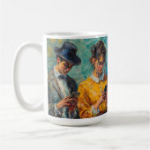 19e-eeuwse mensen gebruiken smartphones koffiemok (Links)