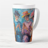 19e-eeuwse mensen gebruiken smartphones latte mok (Rechterhoek)