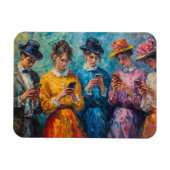 19e-eeuwse mensen gebruiken smartphones magneet (Horizontaal)