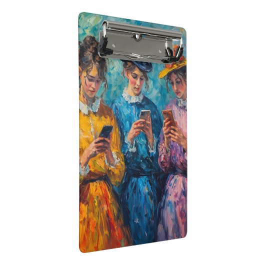 19e-eeuwse mensen gebruiken smartphones mini klembord (Schuin)