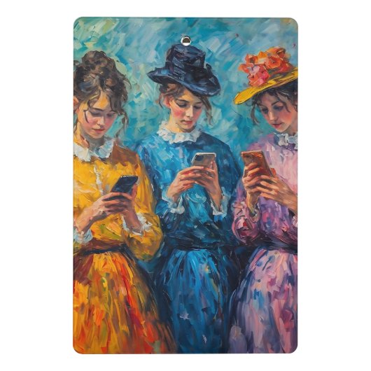 19e-eeuwse mensen gebruiken smartphones mini klembord (Achterkant)