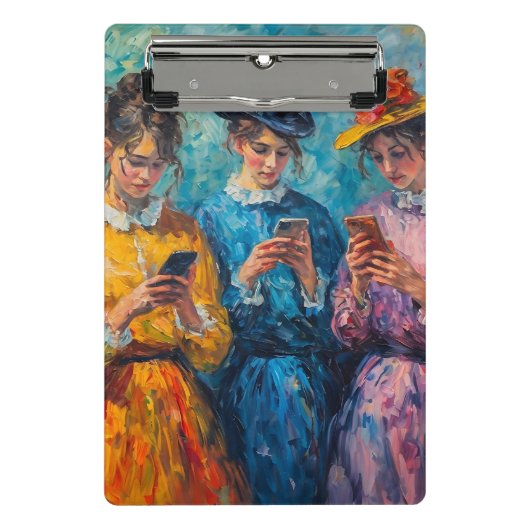 19e-eeuwse mensen gebruiken smartphones mini klembord (Voorkant)