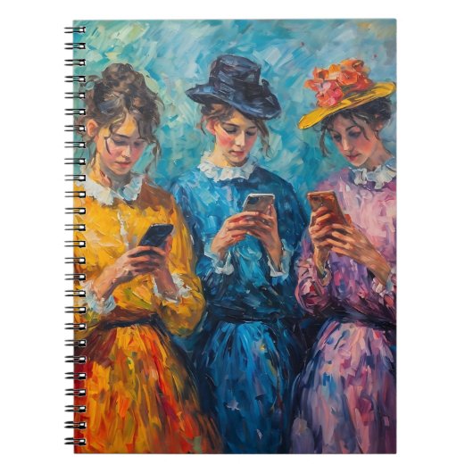 19e-eeuwse mensen gebruiken smartphones notitieboek (Voorkant)