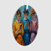 19e-eeuwse mensen gebruiken smartphones ornament (voorkant)