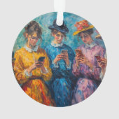 19e-eeuwse mensen gebruiken smartphones ornament (achterkant)