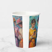 19e-eeuwse mensen gebruiken smartphones papieren bekers (Links)