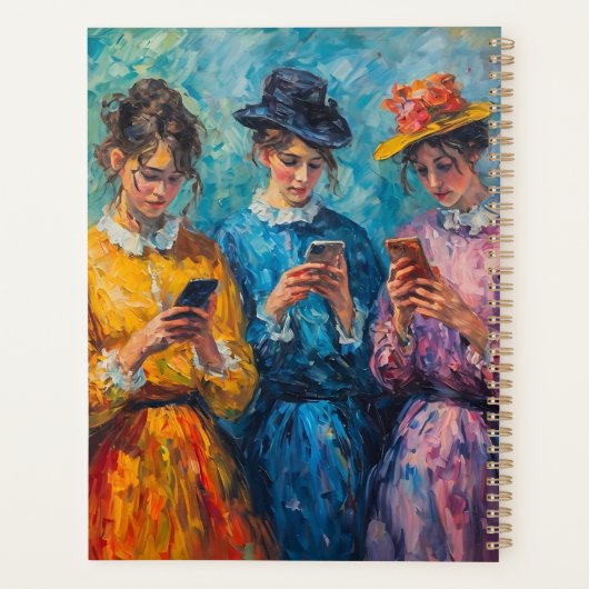 19e-eeuwse mensen gebruiken smartphones planner (Achterkant)