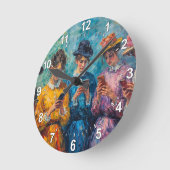 19e-eeuwse mensen gebruiken smartphones ronde klok (Hoek)