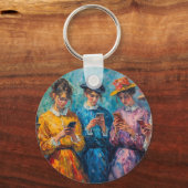 19e-eeuwse mensen gebruiken smartphones sleutelhanger (Voorkant)