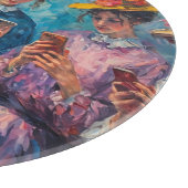 19e-eeuwse mensen gebruiken smartphones snijplank (Hoek)