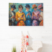 19e-eeuwse mensen gebruiken smartphones spandoek (Insitu)