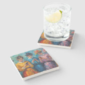 19e-eeuwse mensen gebruiken smartphones stenen onderzetter (Zijkant)