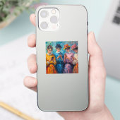 19e-eeuwse mensen gebruiken smartphones sticker (Telefoon)