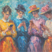 19e-eeuwse mensen gebruiken smartphones sticker (Voorkant)