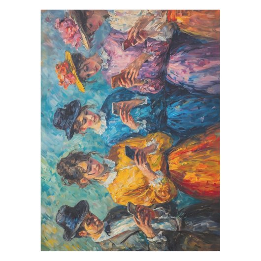 19e-eeuwse mensen gebruiken smartphones tafelkleed (Voorkant)