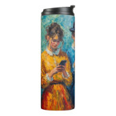 19e-eeuwse mensen gebruiken smartphones thermosbeker (Gedraaid links)