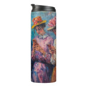 19e-eeuwse mensen gebruiken smartphones thermosbeker (Geroteerd rechts)