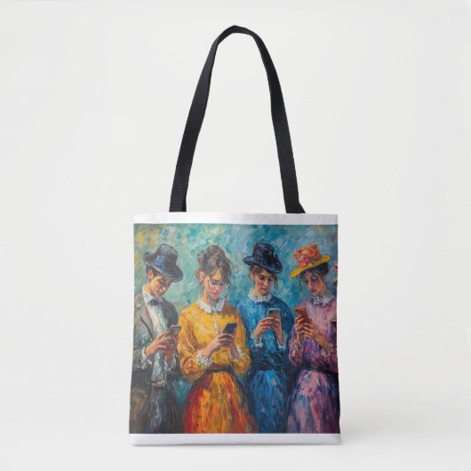 19e-eeuwse mensen gebruiken smartphones tote bag (Voorkant)