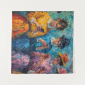 19e-eeuwse mensen gebruiken smartphones wandkleed (Voorkant (horizontaal))