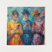 19e-eeuwse mensen gebruiken smartphones wandkleed (Voorkant)