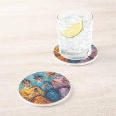 19e-eeuwse mensen gebruiken smartphones zandsteen onderzetter (Zijkant)