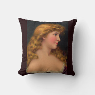 19e-eeuwse mooie vrouwelijke print kussen