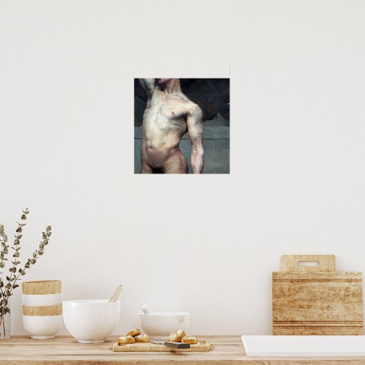 19e-eeuwse naakte man poster (Keuken)