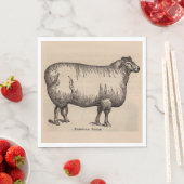 19e-eeuwse print Cotswold schaap Servetten (Insitu)