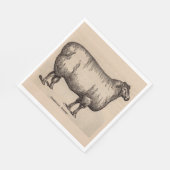 19e-eeuwse print Cotswold schaap Servetten (Hoek)