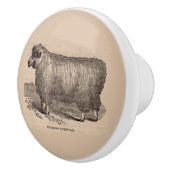 19e eeuwse printjaarschaap Katoen Keramische Knop (Rechts)