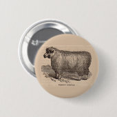 19e eeuwse printjaarschaap Katoen Ronde Button 5,7 Cm (Voorkant /achterkant)