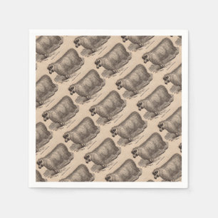 19e eeuwse printjaarschaap Katoen Servetten