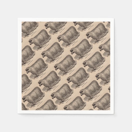 19e eeuwse printjaarschaap Katoen Servetten (Voorkant)