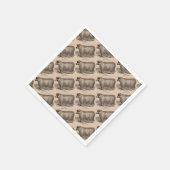 19e eeuwse printjaarschaap Katoen Servetten (Hoek)