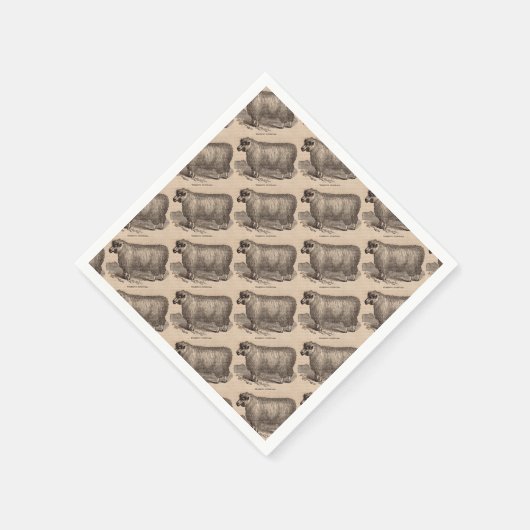 19e eeuwse printjaarschaap Katoen Servetten (Hoek)