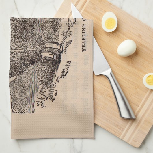 19e eeuwse printjaarschaap Katoen Theedoek (Quarter Fold)