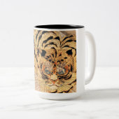 19e-eeuwse schilderij van een tijger door Kuniyosh Tweekleurige Koffiemok (Voorkant rechts)