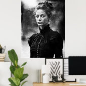 19e eeuwse schoolmarm B&W foto Poster (Thuiskantoor)