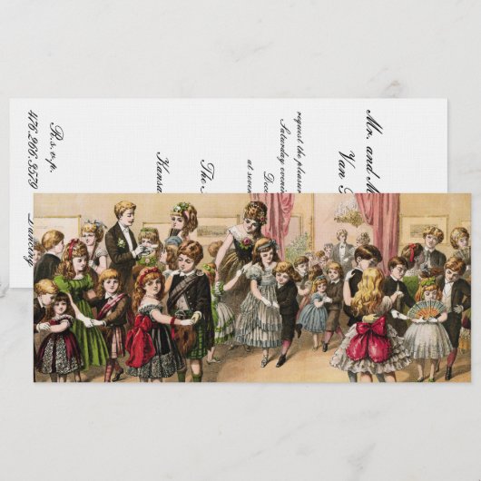 19e-eeuwse Schotse kinderbal uitnodiging (Voorkant / Achterkant)