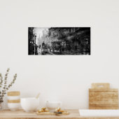  19e eeuwse stadsstraat B&W foto Poster (Keuken)