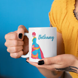 19e-eeuwse vrouw in een drukke jurk Pop Art Koffiemok