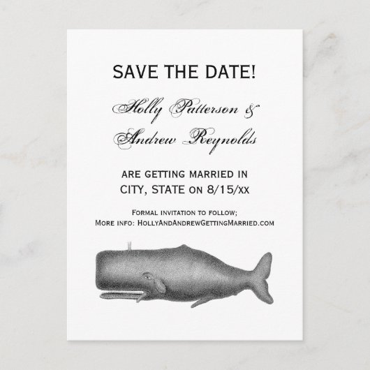  19e eeuwse walvistekening aankondigingskaart (Voorkant)