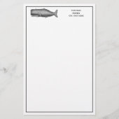  19e eeuwse walvistekening briefpapier (Voorkant)