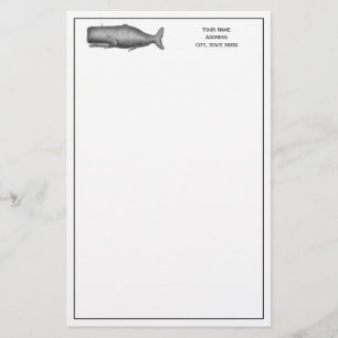  19e eeuwse walvistekening briefpapier