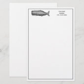  19e eeuwse walvistekening briefpapier (Voorkant / Achterkant)